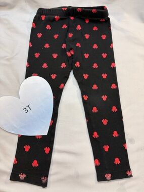 Disney Black Leggings with Red Mickey Paw Print